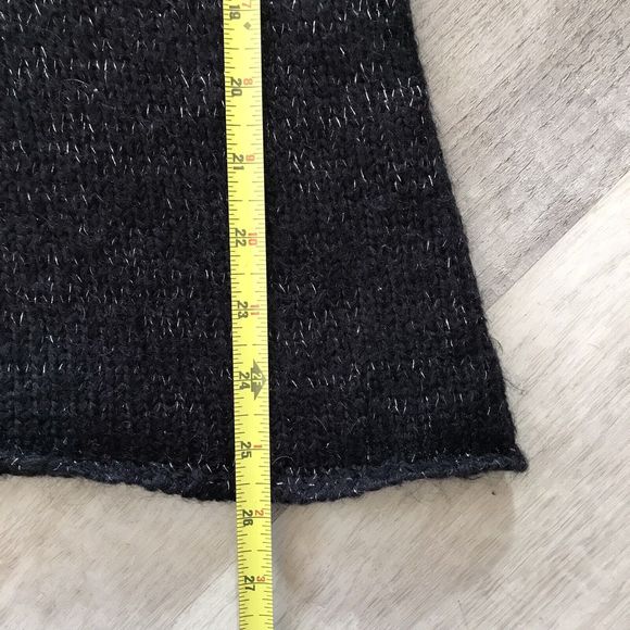 Aphorism Black And Metallic Silver Mohair Blend Plunging Cowel Neck Sweater Sz L - Picture 5 of 5